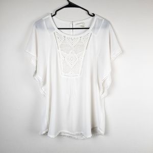 Anthropolie Meadow Rue White Embroidered Blouse